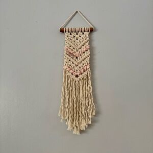 Urban Jungle Design Macrame Wall Hanging - Small Chevron Heart in Ballet Pink